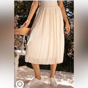 Ivory pleated midi skirt
